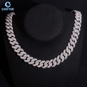 925 Silver Full Paved Moissanite 18MM Cuban Link <b>Chain</b> Hip Hop Necklace Bracelet <b>Iced</b> <b>Out</b> Jewelry Miami Necklace for Men Women - Product Image 5