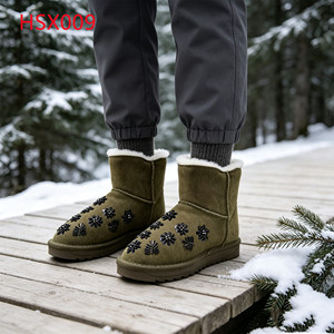 LXG, Bottes d'hiver pour femmes, design floral perlé, Hua Singh, vert olive, bottes <span class=keywords><strong>de</strong></span> neige, froid arctique, fermeture à un seul bouton, HSX009 - Product Image 2