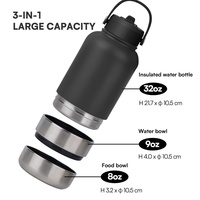 Bouteille d'eau isolée pour animaux de compagnie, gobelet en acier inoxydable avec couvercle magnétique, alimentation en eau en extérieur, bol pour nourriture pour chien