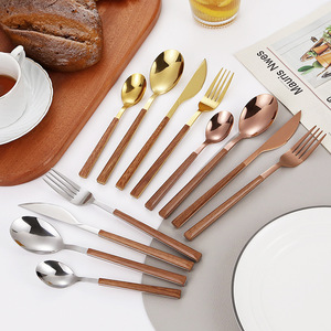 Stainless Steel Wooden Handle Cutlery <b>Set</b> 12 Pieces Knife Fork Spoon Dishwasher Safe For Dining Tableware - Product Image 1