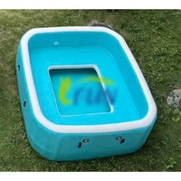 Bain à remous gonflable pour 4 à 6 personnes, grand spa carré portable en PVC étanche pour l'extérieur avec siège pour enfants et adultes