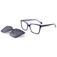 Monturas Ópticas Cuadradas de Acetato al por Mayor con Clip, Multiestilo, Ligeras, de Material de Acetato, para Uso Diario, con Lentes de Patrón Sólido