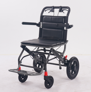 Fauteuil roulant de transport en aluminium d'impression de transfert de fibre de carbone. Facile à voyager, verrouillage des freins à main, pliage, portable. - Product Image 5