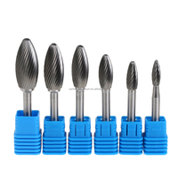 Fraise rotative en carbure de tungstène poli en forme de flamme SH, outils de machine CNC personnalisables OEM pour la gravure sur bois