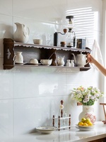 La Petite House Étagère murale vintage non pliable à un seul niveau pour le rangement des vaisselles et des bols de cuisine