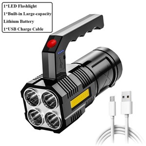 ไฟฉายมือถือแบบชาร์จ USB พร้อมจอแสดงผลพลังงาน ไฟด้านข้างแบบ COB สำหรับตั้งแคมป์กลางแจ้ง ไฟ LED แรงสูงอเนกประสงค์ - Product Image 3