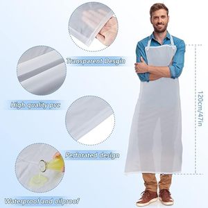 47 inch Heavy Duty PVC Vinyl <b>Apron</b>, Transparent <b>Waterproof</b> Oil Proof Plastic <b>Apron</b>, Reusable Protective <b>Apron</b> - Product Image 2