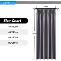 Rideaux occultants DaiRui à plis froncés avec bande adhésive H245 x L140 cm, attaches et passe-tringle, rideau thermique pour salon