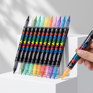 Marqueurs acryliques à double pointe, pointe pinceau, double embout, <span class=keywords><strong>Artistro</strong></span> 36, ensemble de marqueurs permanents pour peinture acrylique artistique - Product Image 1
