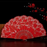Vente directe usine Nouveau éventail pliant pour femme en paillettes dorées, style Wing Chun, danse chinoise, en plastique, souvenir de vacances, mariage, pour l'étranger