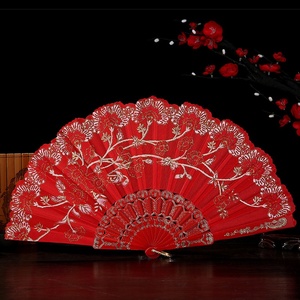厂家直销新款金粉女式折扇咏春舞中国风塑料纪念品婚礼外贸 - Product Image 1