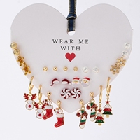 14 paires de boucles d'oreilles à la mode style cloche à paillettes rouges pour femmes forme florale flocon de neige tasse balancent coloré et à la mode