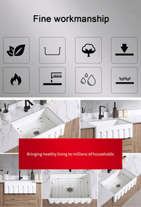 Fregadero de cocina de un solo tazón estilo granja 30*18 porcelana bajo encimera con escurridor de forma cuadrada - Product Image 5