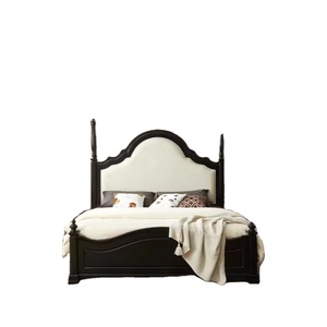Lit Double Moderne Rétro Américain en Bois de Chêne Massif avec Rangement, Luxueux et Rembourré, Tailles 1.5m/1.8m, Style <span class=keywords><strong>Français</strong></span>, Doux et Lumineux, pour Chambre Parentale - Product Image 2