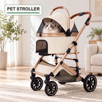Poussette pour animaux de compagnie OEM avec cabine détachable, cadre pliable, auvent en maille et roues en EVA pour programmes de marques personnalisées