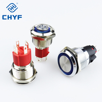 Interrupteur à bouton-poussoir CHYF avec symboles de ventilateur, 19 mm, 22 mm, 10 A, 20 A, 12 V, LED éclairée, étanche, momentané ou à enclenchement, en métal