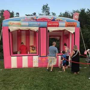 आउटडोर घटना तम्बू juegos inflables डे बाहरी पॉपकॉर्न कपास cangy दुकानों inflatable गुलाबी पेय बूथ