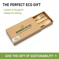 Ensemble de couverts en bambou jetables 100% écologiques 170 mm Couteaux Fourchettes Cuillère Vaisselle biodégradable Ustensiles
