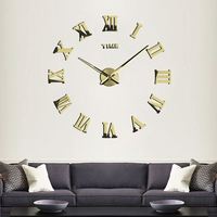 Stiker Angka Romawi Kreatif 130CM 2021, Stiker Akrilik Besar DIY Dekorasi Rumah 3D Digital Jam Dinding Modern Relojes Horloge
