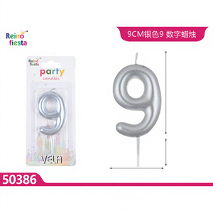 Argento buon compleanno numero 9 candela 9CM decorazione del partito bastone di cera modello torta di compleanno candele per il nuovo anno scatola di pasqua - Product Image 1