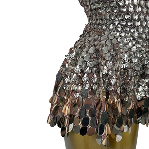 Glänzende Kurzarm Glitter Pailletten Kurzes <span class=keywords><strong>Cocktail</strong></span> kleid Rave Festival Outfits Tanz kleidung Weibliche Mini-Geburtstags feier ein Linien kleid - Product Image 6