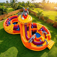 Parcours d'obstacles gonflable géant pour activités sportives de plein air, château gonflable en PVC avec toboggan, facile à assembler pour les fêtes et les événements