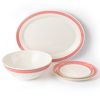 Ensemble de plateaux ovales et bols latéraux en mélamine, impression personnalisée, avec Design polychrome sur la Surface à l'avant, pour le dîner ou la salade, 6 pièces