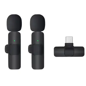 1 Drag 2 2.4G Wireless Stereo Lavalier Microphone Live Interview Outdoor Mini Noise Cancelling Lapel Mic