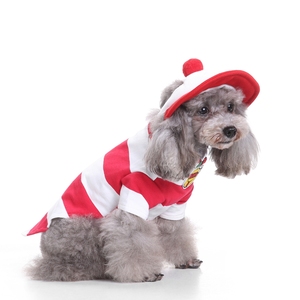 <span class=keywords><strong>Disfraz</strong></span> de Perro para Navidad, <span class=keywords><strong>Halloween</strong></span> e Invierno, Ropa para Mascotas de Poliéster con Rayas Rojas y Blancas, Gorro Suave para Perros Pequeños y Medianos, Venta al Por Mayor - Product Image 2