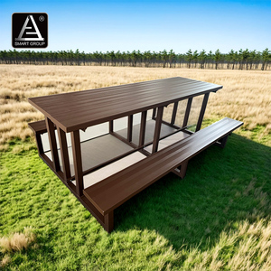 Smart Sports Outdoor Waterproof Aluminum Picnic Table Park <b>Garden</b> Camping Dining Table Aluminum Picnic Table With <b>Benches</b> AL-03 - Product Image 6