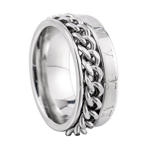Anillo de cadena con números romanos de acero y titanio yunnique, joyería unisex para parejas, estilo XYR0054 - Product Image 5