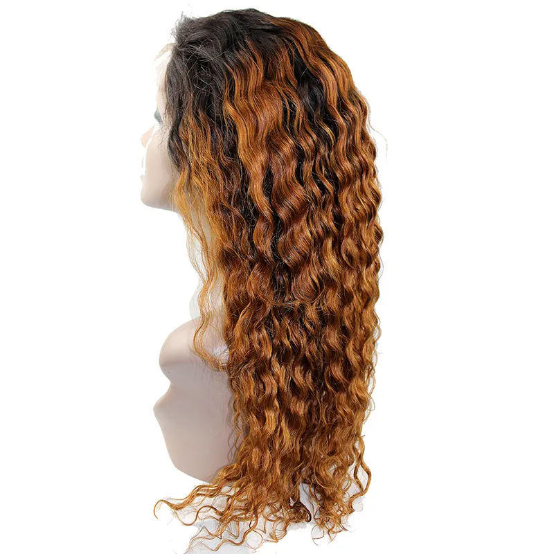 Wholesale Deep Wave 100% Brazilian Human Hair Lace Wig T Part 13x4 Transparent Frontal Closure Lace Front Wig