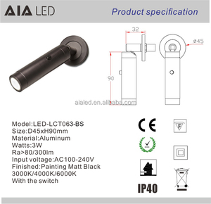 Spot mural encastré pour chevet, lumière de lecture murale circulaire pour <span class=keywords><strong>lit</strong></span>, petite lampe murale pour chambre à coucher, 3W flexible, lampe murale pour <span class=keywords><strong>lit</strong></span>, hôtel, villa - Product Image 5