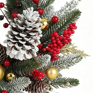 Artificial Eco-Friendly Christmas Half Ring Wall Hanging Wreath Bells Baubles Pinecones Plastic for <b>Front</b> <b>Door</b> <b>Decor</b> - Product Image 6