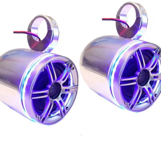 Yacht Boat Wakeboard Tower with 4 Horns and 6.5 Inch Blue LED Light Ring B-630I2.5P-B ABS Material Marine Speaker Product