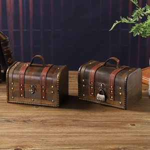 Retro Wooden Jewelry <b>Box</b> With Combination Lock Flip Top <b>Storage</b> For Cosmetics And Accessories - Product Image 5