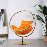 Fauteuil Inclinable Moderne pour Salon avec Support, Structure Métallique Transparente Finition Dorée pour Hôtels et Villas
