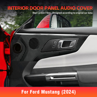 Couverture audio en fibre de carbone véritable ShaSha pour Ford Mustang S650 GT 2024 Kits intérieurs avec panneau de porte intérieur en fibre de carbone sèche