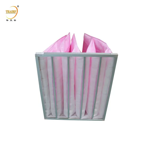 Attrezzature di produzione bianco/rosa/verde/giallo F5-F9 lavabile medio tasca sacchetto filtro aria