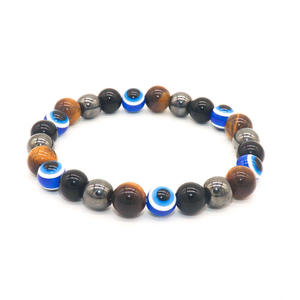 Sıcak satış moda mavi göz Evil Fatima el bilezikler kadın erkek hematit için renkli boncuklu bilezikler - Product Image 3