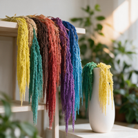 Fleurs séchées d'amarante suspendues en gros, multicolores, à longues tiges, style bohème pour la décoration de mariages et d'intérieurs
