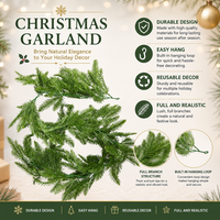 Guirlande de Noël longue en feuilles de cèdre et de pin artificielles, pour cheminée, escalier, porte, table, fournisseur OEM