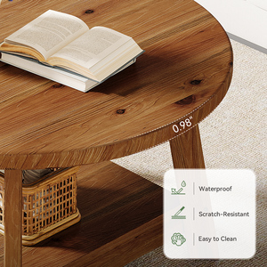 Mesa de <span class=keywords><strong>Centro</strong></span> Redonda de Madera Maciza para Sala de Estar, Estilo Rústico, de 31.5 Pulgadas, Mesa de <span class=keywords><strong>Centro</strong></span> Circular de 2 Niveles con Almacenamiento - Product Image 4