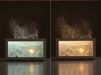 Diffuseur d'huiles essentielles avec effet de flamme de cheminée, humidificateur d'air pour la maison, 7 couleurs de lumière, avec télécommande