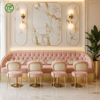 Meubles de restaurant sur mesure, banquette rembourrée en tissu velours avec table et chaises pour bistro, hôtel