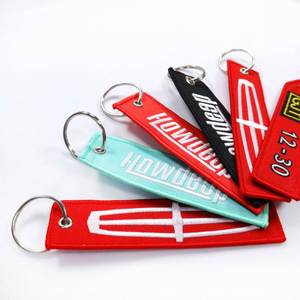 Bulk <b>Custom</b> Embroidered <b>Keychain</b>, Woven Name Tag, Flight Baggage Tag with Logo, Unique Gift Key Fob - Product Image 1
