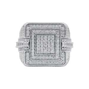 Contemporary 925 Sterling <b>Silver</b> Moissanite Statement Ring with Precision Pave Stone Work for Trendy Fashion Styling - Product Image 5