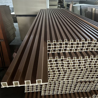 Panel Sampel Gratis Hutan Kayu Interior Alternatif Kayu WPC Komposit Plastik Kayu Panel Dinding Beralur Papan Dinding PVC Interior