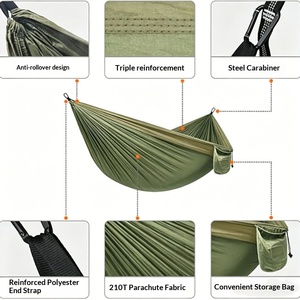 Hamac de loisirs simple ou double, très vendu, équipement de camping extérieur, tissu parachute en nylon haute densité - Product Image 4