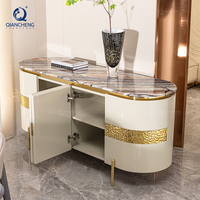 QIANCHENG 48 pouces vitrine pour salon marbre entrée buffet armoire blanc acier or décor buffet pour la maison hôtel